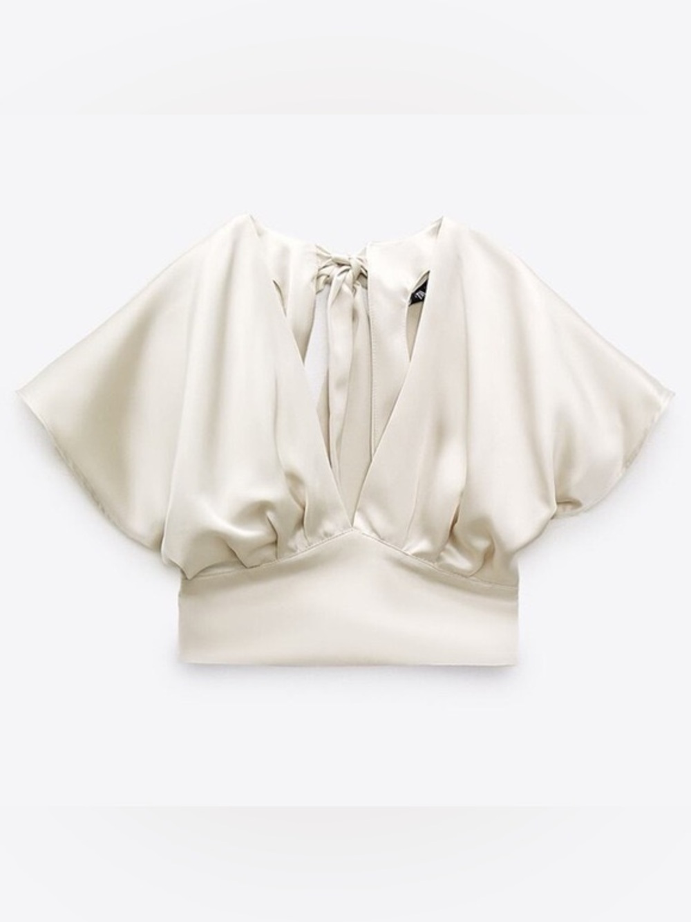 Zara Satin Top with a Back Bow in the Color Soft Gold/ Champagne